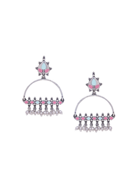 Voylla Silver-Plated Geometric Drop Earrings - Image 2