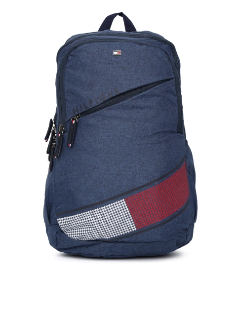 Tommy Hilfiger Unisex Blue & Red Solid Backpack