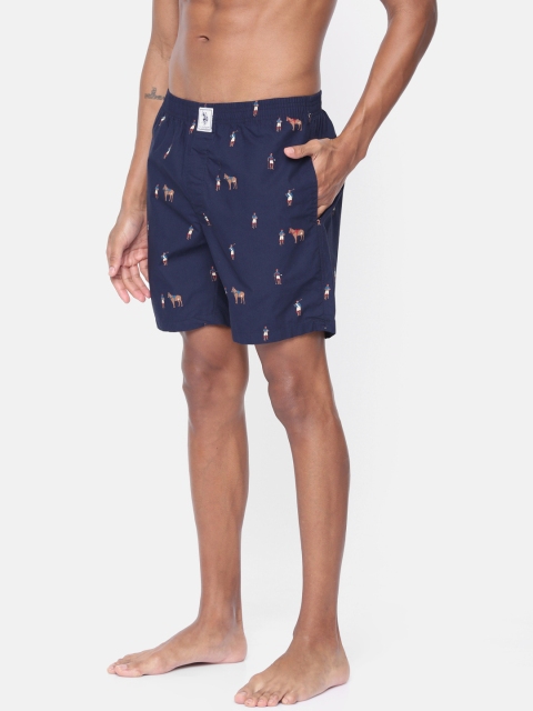 U.S. Polo Assn. Men Navy Blue Printed Pure Cotton Boxers I664-195-Pr