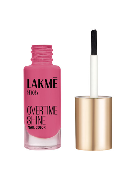 Lakme 9to5 Overtime Shine Glossy Long Lasting & Quick Dry Nail Color 6ml - Magenta Mix