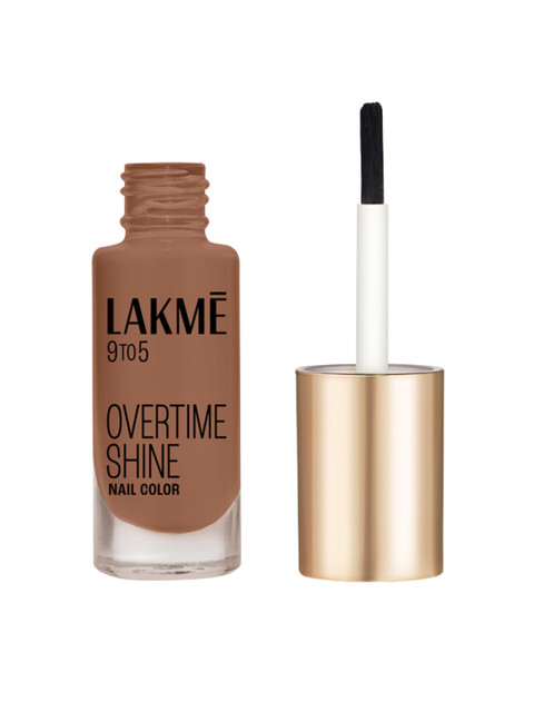 Lakme 9to5 Overtime Shine Glossy Long Lasting & Quick Dry Nail Color 6ml - Caramel Case