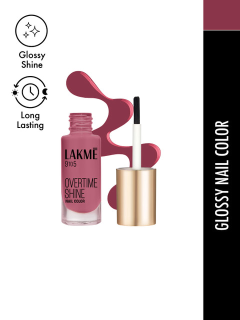 Lakme 9to5 Overtime Shine Glossy Long Lasting & Quick Dry Nail Color 6ml - Berry Business - Image 3