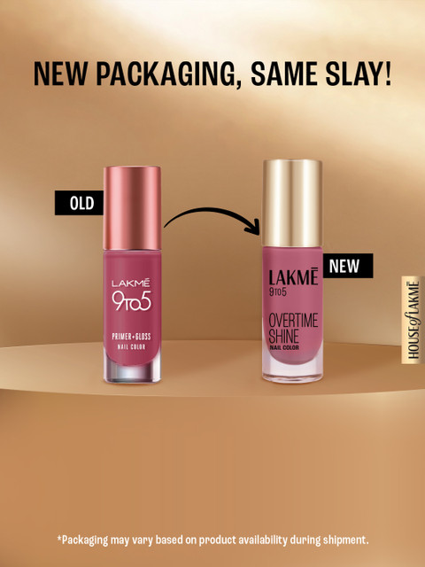 Lakme 9to5 Overtime Shine Glossy Long Lasting & Quick Dry Nail Color 6ml - Berry Business - Image 9