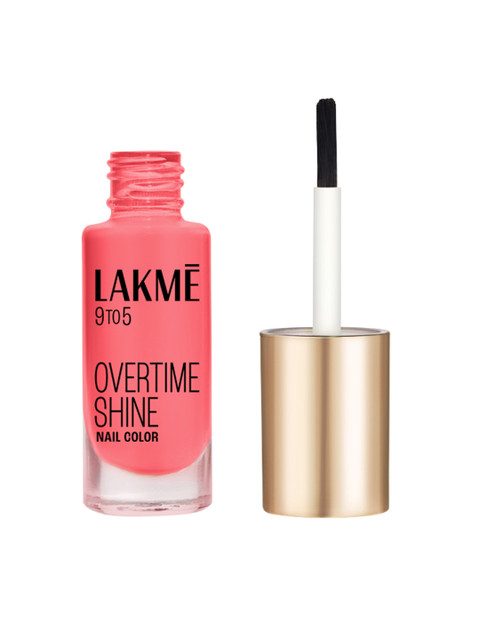 Lakme 9to5 Overtime Shine Glossy Long Lasting & Quick Dry Nail Color 6ml - Blush Punch