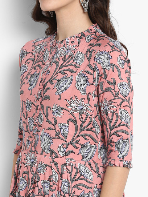 Meeranshi Peach-Coloured Floral Printed Maxi Dress - Image 2