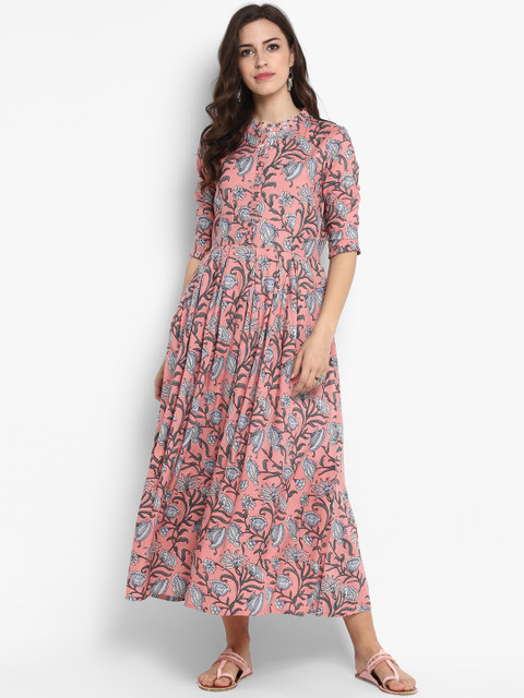 Meeranshi Peach-Coloured Floral Printed Maxi Dress - Image 5