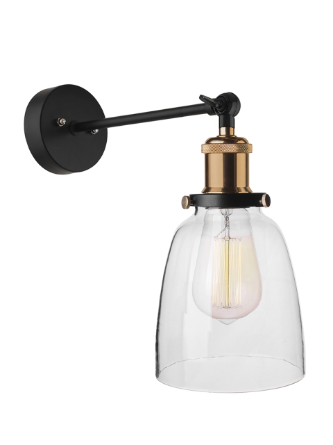 Homesake Black & Transparent Industrial Glass Bell Wall Lamp - Image 2