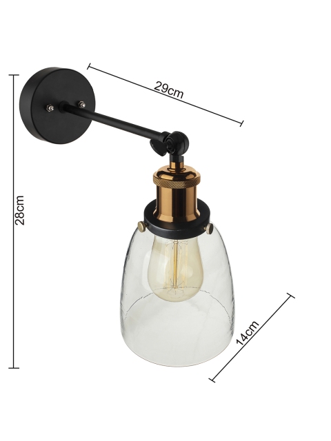 Homesake Black & Transparent Industrial Glass Bell Wall Lamp - Image 4