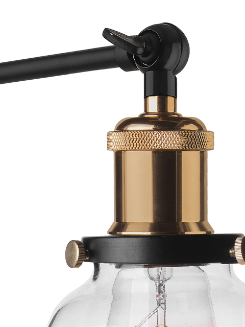 Homesake Black & Transparent Industrial Glass Bell Wall Lamp - Image 3