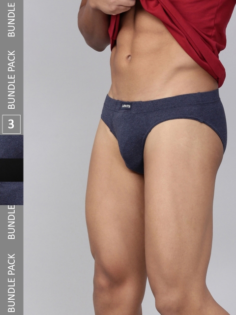 Levis Men Pack of 3 Solid Pure Cotton Brief with Smartskin Technology