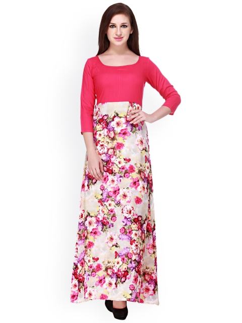 Pink Floral Print Maxi Dress