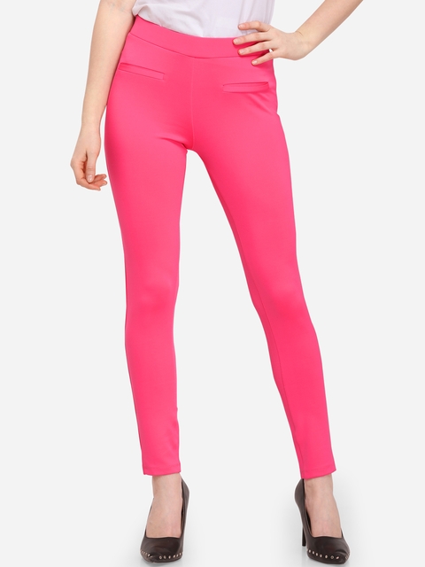 Smarty Pants Women Pink Solid Slim-Fit Jeggings