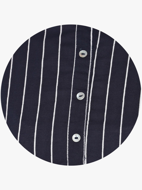 Sangria Black & White Striped A-Line Kurta - Image 6