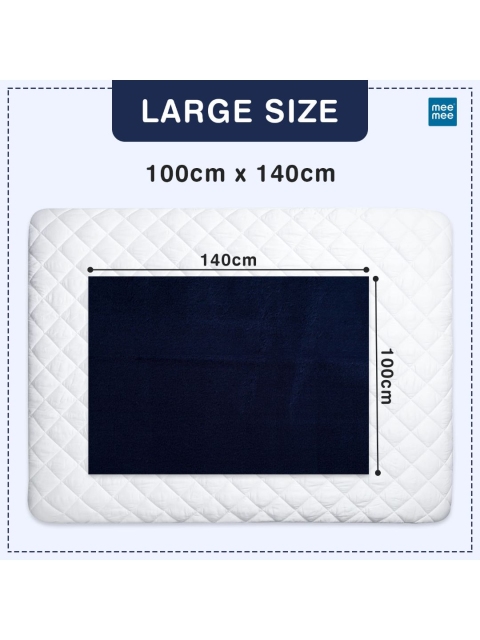 Mee Mee Kids Navy Blue Solid Large Mattress Protector - Image 7