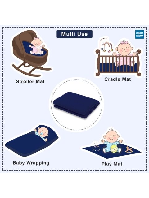 Mee Mee Kids Navy Blue Solid Large Mattress Protector - Image 4