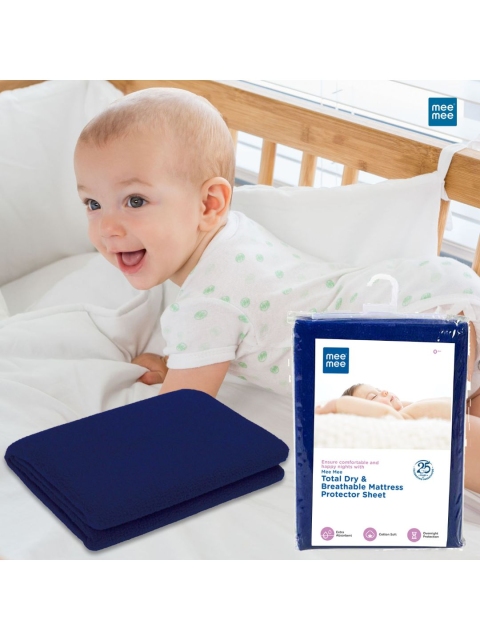 Mee Mee Kids Navy Blue Solid Large Mattress Protector - Image 6