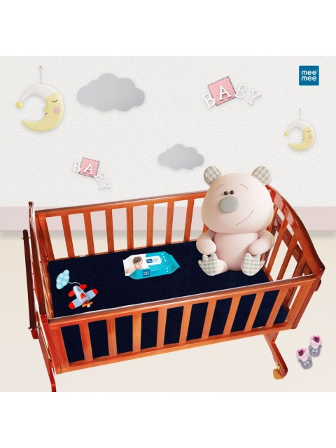 Mee Mee Kids Navy Blue Solid Large Mattress Protector - Image 3