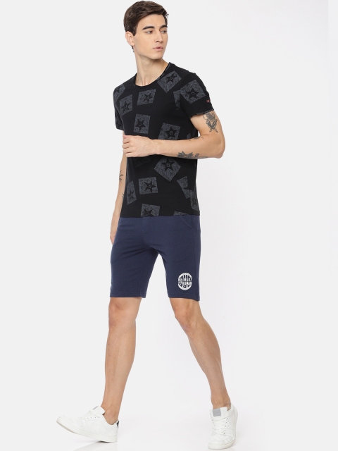 Being Human Clothing Men Navy Blue Solid Regular Fit Regular Shorts - Image 4