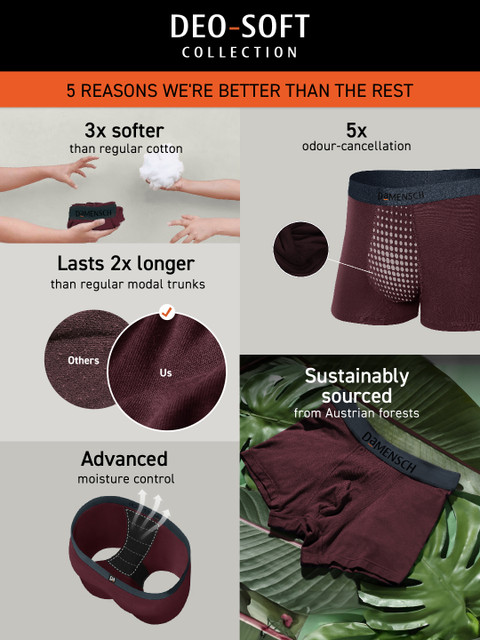 DaMENSCH Pack of 3 DEO-SOFT Solid Premium Egyptian Cotton-Modal Blend Trunk - Image 2