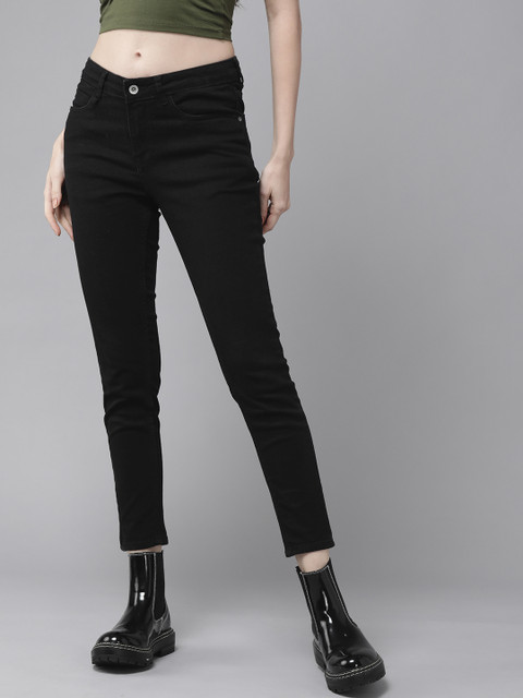The Roadster Lifestyle Co Women Black Skinny Fit Mid-Rise Clean Look Stretchable Jeans