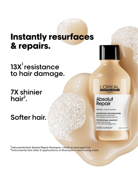 LOreal Professionnel Absolut Repair Shampoo For Dry and Damaged Hair with Protein - 300ml - Image 2