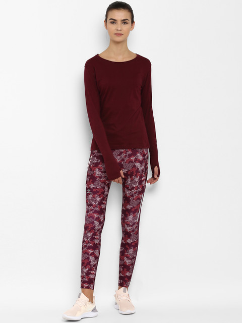 appulse Women Maroon Solid Round Neck Slim Fit T-shirt - Image 5