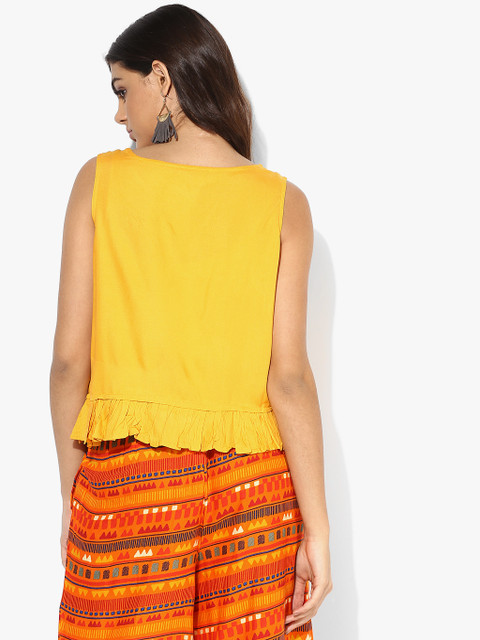 AKKRITI BY PANTALOONS Yellow Solid Blouse - Image 3