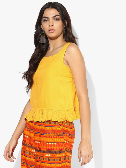 AKKRITI BY PANTALOONS Yellow Solid Blouse - Image 4