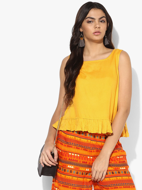 AKKRITI BY PANTALOONS Yellow Solid Blouse