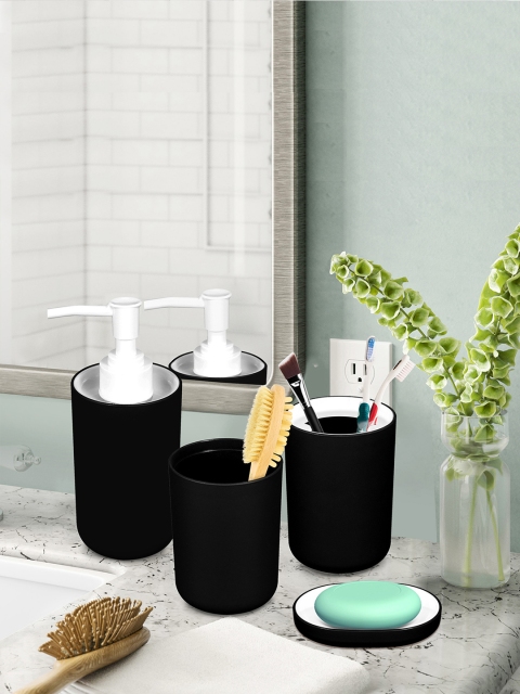 Story@home Black Set Of 4 Premium Bathroom Accessory