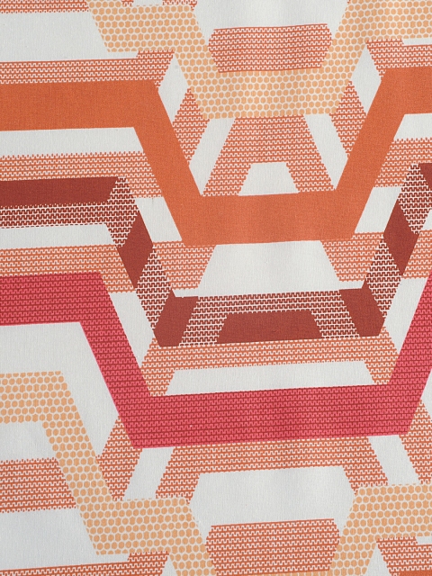 SWAYAM Peach-Coloured Geometric Fitted 144 TC Cotton 1 King Bedsheet with 2 Pillow Covers - Image 4