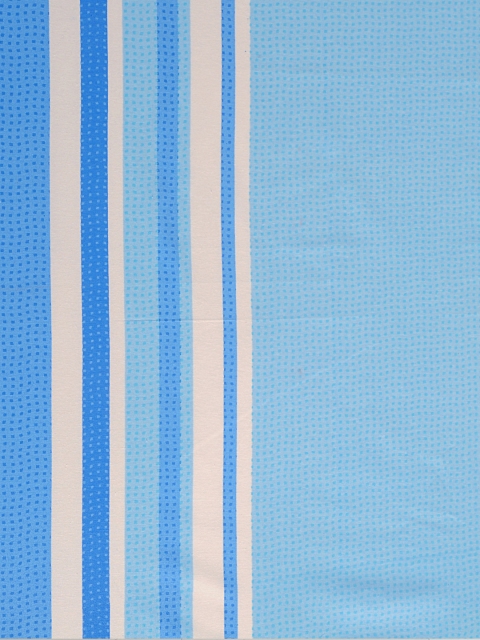 SWAYAM Blue & White Striped Flat 144 TC Cotton 1 Queen Bedsheet with 2 Pillow Covers - Image 4
