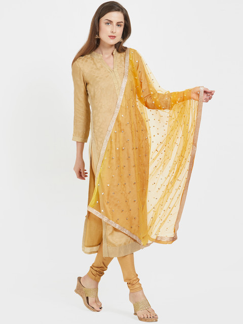 Dupatta Bazaar Yellow Embroidered Dupatta