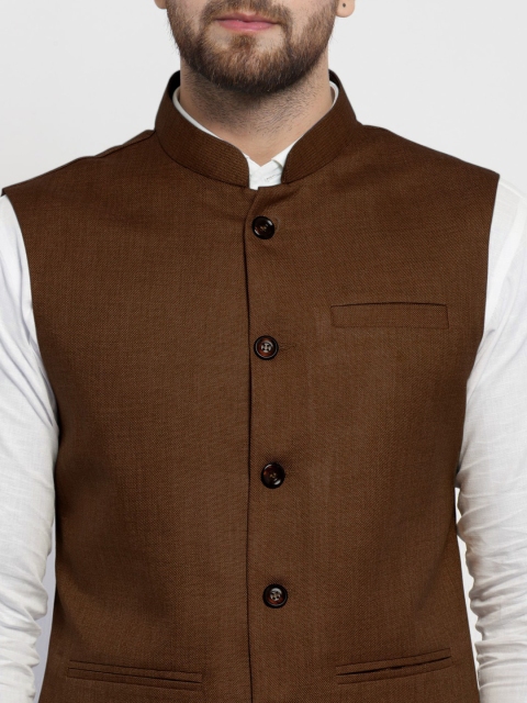 TREEMODA Men Brown Nehru Jacket - Image 2