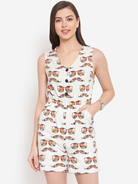 Martini Women Off-White Printed Playsuit