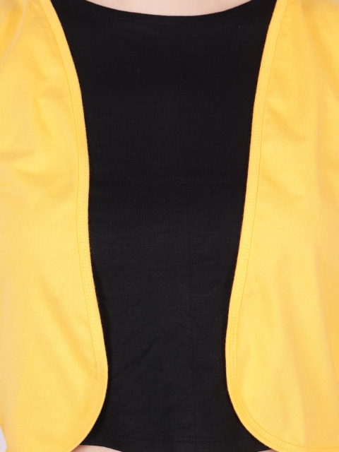 SCORPIUS Women Yellow Solid Open Front Shrug - Image 2