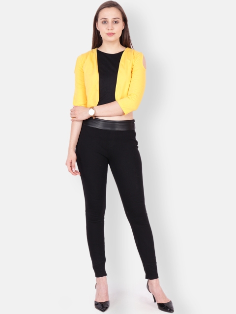 SCORPIUS Women Yellow Solid Open Front Shrug - Image 5