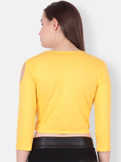 SCORPIUS Women Yellow Solid Open Front Shrug - Image 4
