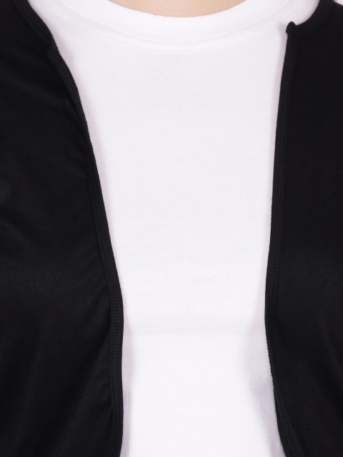 SCORPIUS Women Black Solid Cropped Open Front Shrug - Image 2
