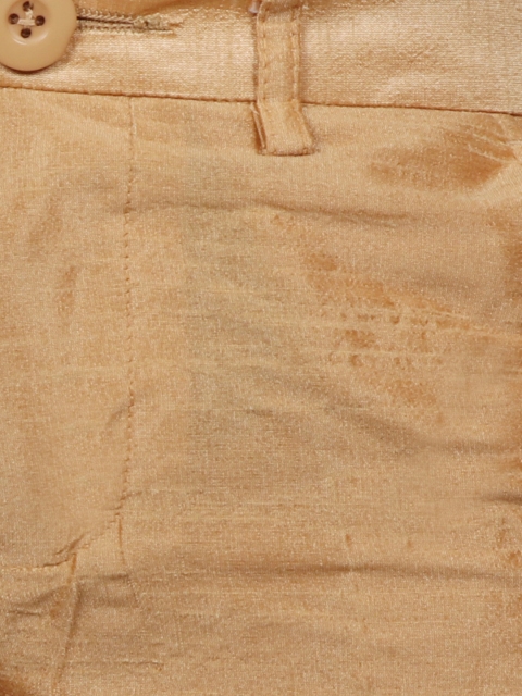 SG YUVRAJ Boys Orange & Gold-Coloured Woven-Design Woven-Design Raw-Silk Sherwani - Image 3