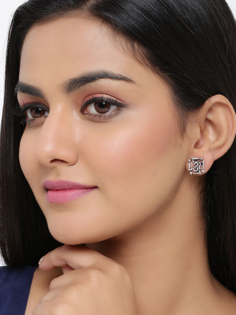 Voylla Silver-Plated Oxidised Classic Studs - Image 4