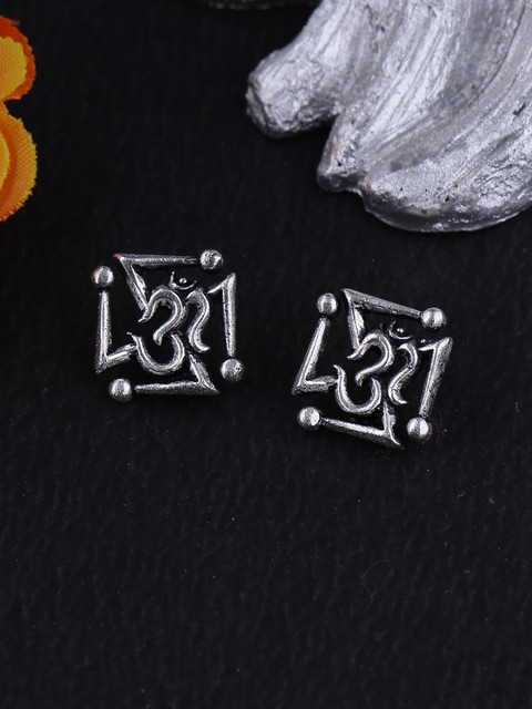 Voylla Silver-Plated Oxidised Classic Studs