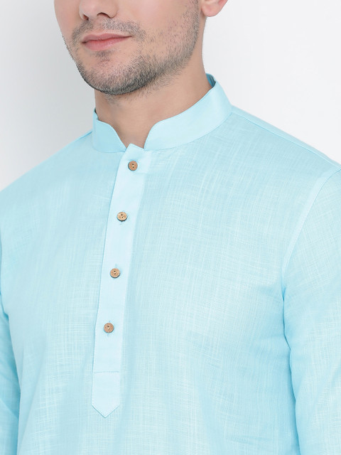 VASTRAMAY Men Blue Solid Straight Kurta - Image 2