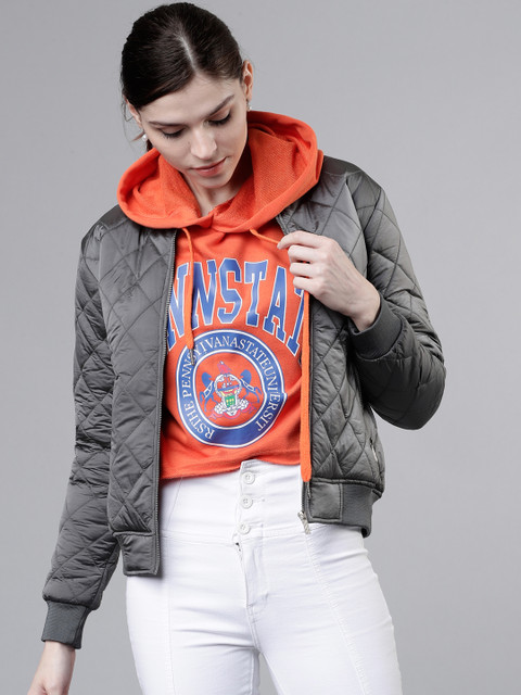 Tokyo Talkies Women Solid Quilted Jacket Jacket