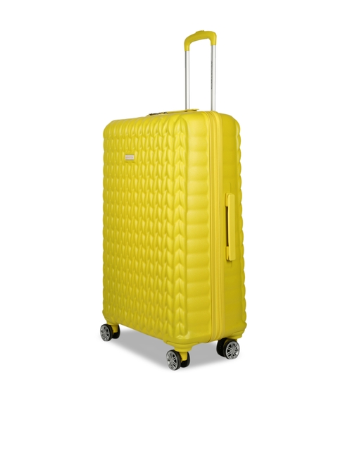 United Colors of Benetton Unisex Yellow 360-Degree Rotation Large Trolley Suitcase