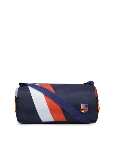 Impulse Unisex Blue & White Colourblock Pattern Duffel Bag