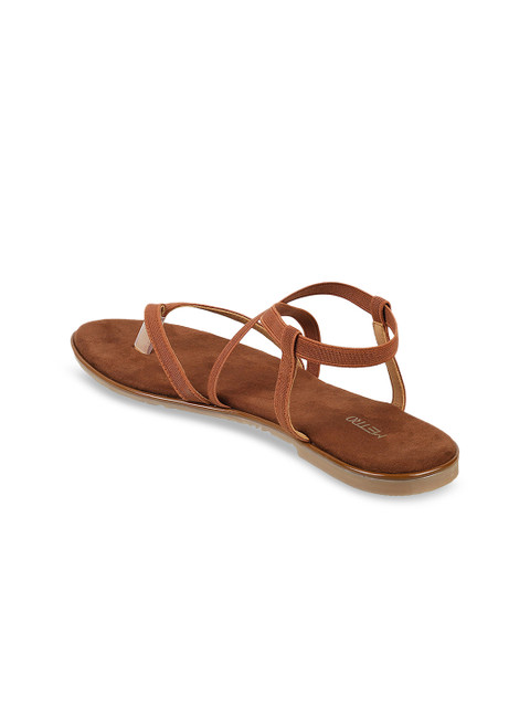 Metro Women Brown Solid Open Toe Flats - Image 2