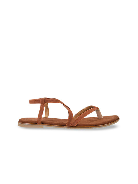 Metro Women Brown Solid Open Toe Flats - Image 3