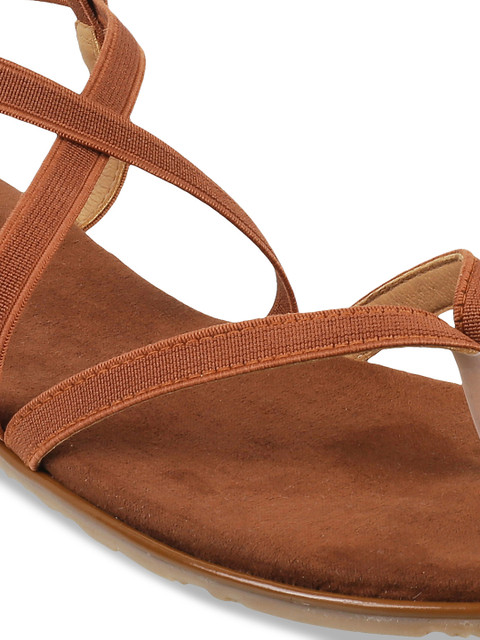 Metro Women Brown Solid Open Toe Flats - Image 5