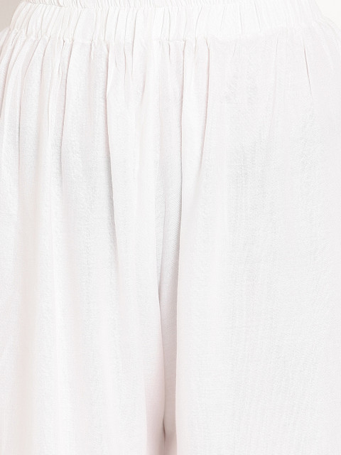 TAG 7 Women White Solid Straight Palazzos - Image 5